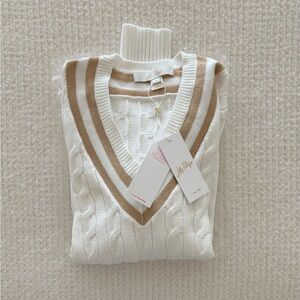 NWT Lilly  Pulitzer White and Gold Brockton Sweater S